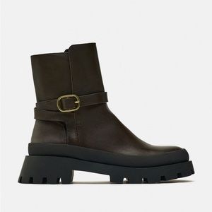 Zara lug sole leather ankle boots